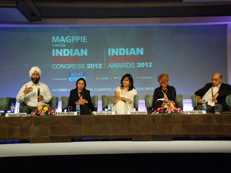 Panelists: L-R:
-The Architect - Mr. Goonmeet Chauhan ,Director, Design Forum International
-The Consumer- Ms. Ashita Mittal , Value Stream Manager, Nestle India
-The Chair of the Program/ Interior Designer - Ms. Lipika Sud- President , The Guild of Designers & Artists.
- The Interior Designer/Architect - Ms. Sonali Bhagwati , President, Designplus Architecture Pvt. Ltd.
- The Developer - Dr. Pramod K. Magu , President, Architecture & Planning- Unitech Limited 